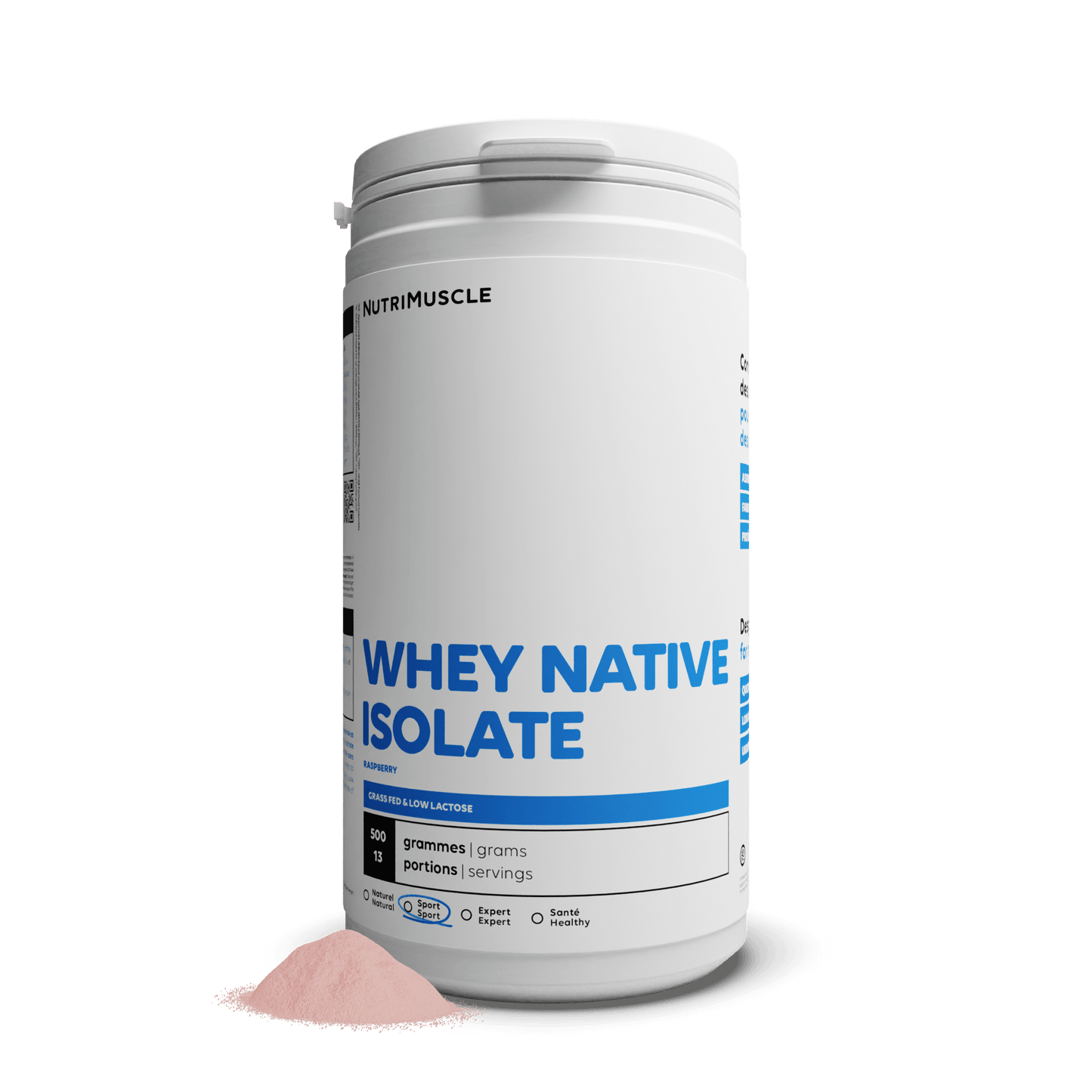 Nutrimuscle Protéines Framboise / 500 g Whey Native Isolate (Low lactose)