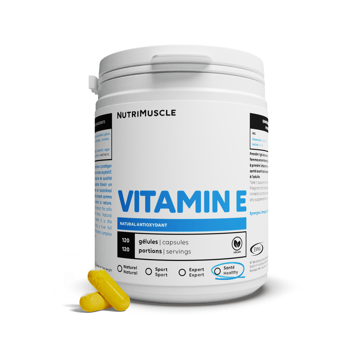 Nutrimuscle Vitamines 120 gélules Vitamine E naturelle